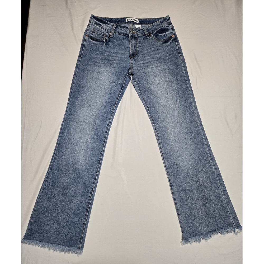 S.O.N.G.‎ Blue Denim Midrise Jeans Womens 9 (29x30) Blue Bootcut Stretch Fray